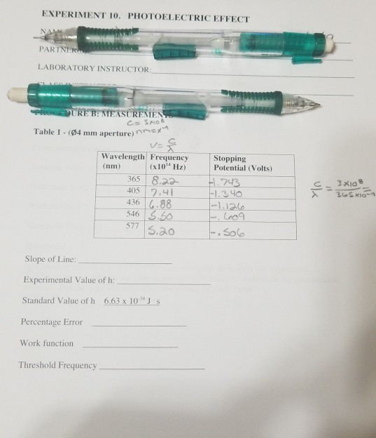 experiment 10 photoelectric effect