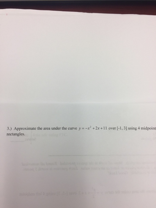 Solved 3.) Approximate the area under the curve y =-x2 +2x+1 | Chegg.com