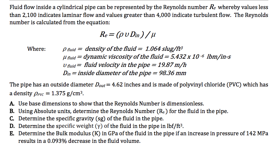 Solved Fluid flow inside a cylindrical pipe can be | Chegg.com