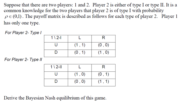 Solved Suppose that there are two players: 1 and 2. Player 2 | Chegg.com