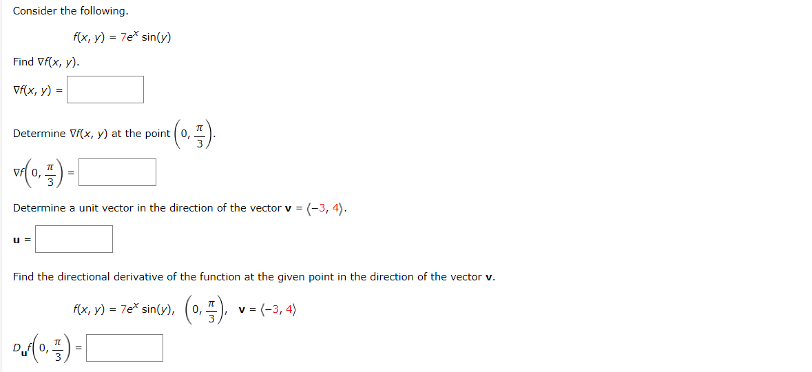 Solved Consider the following. f(x,y)=7exsin(y) Find | Chegg.com