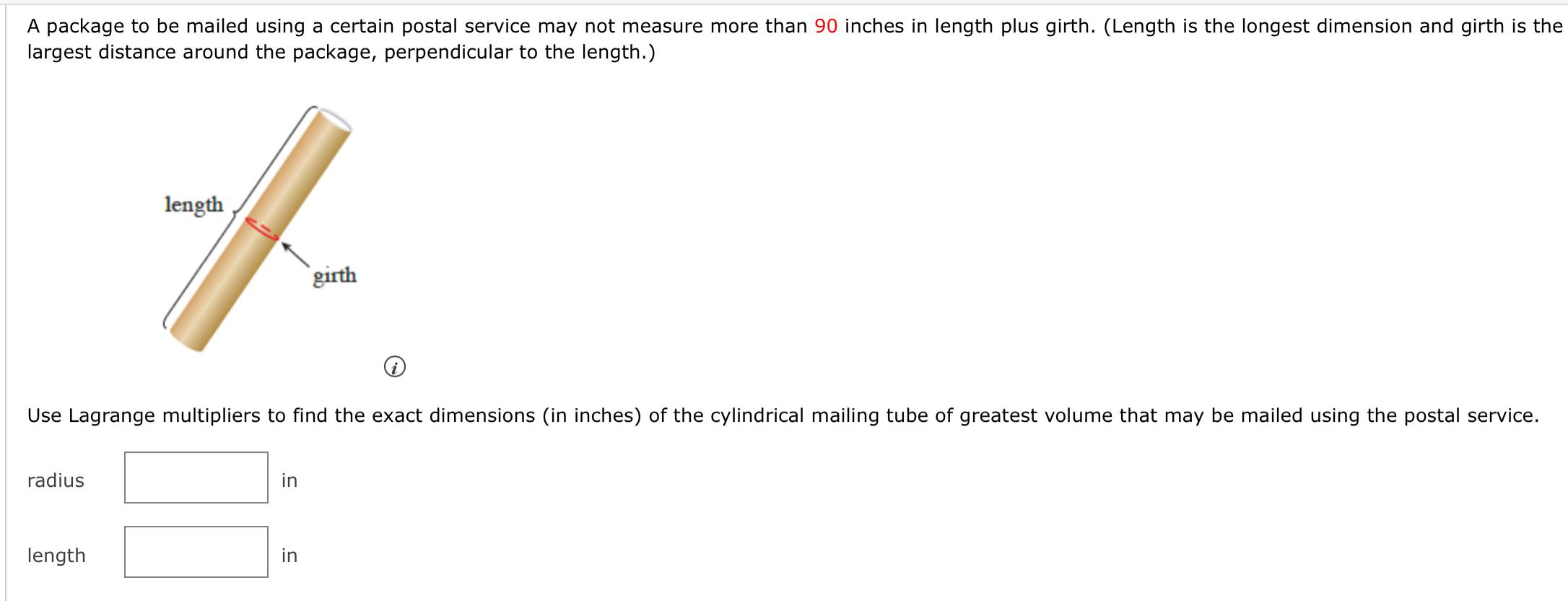 Solved A package to be mailed using a certain postal service