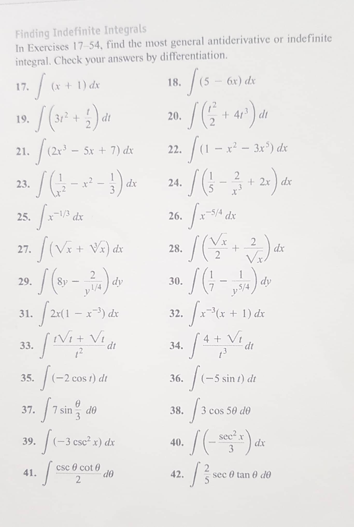 Solved Find the most general antiderivative or indefinite | Chegg.com