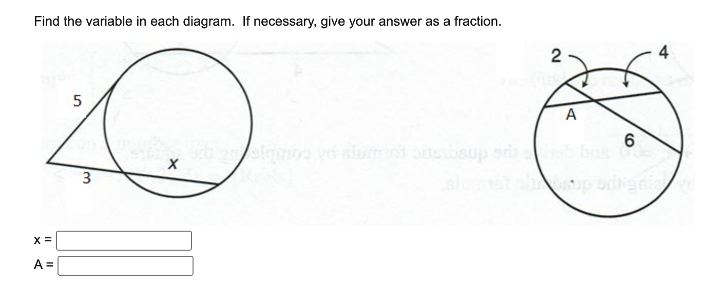 Solved Find the variable in each diagram. If necessary, give | Chegg.com