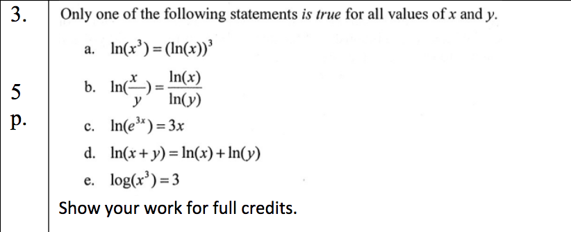 Solved Only one of the following statements is true for all | Chegg.com