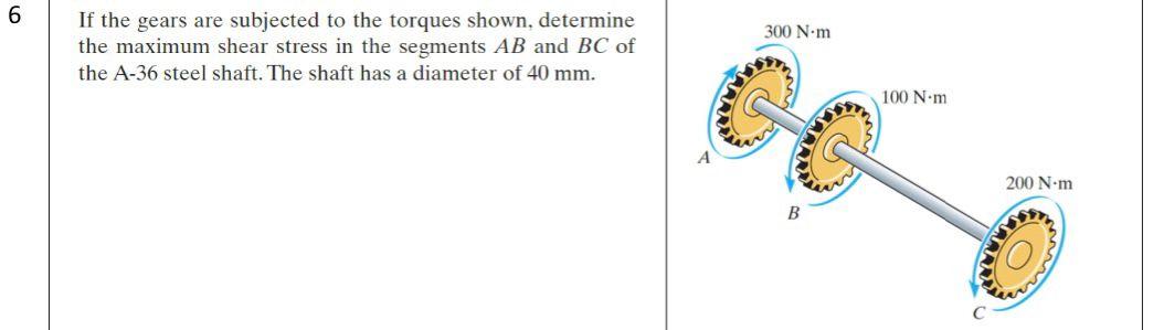 Solved 6 300 N·m If the gears are subjected to the torques | Chegg.com