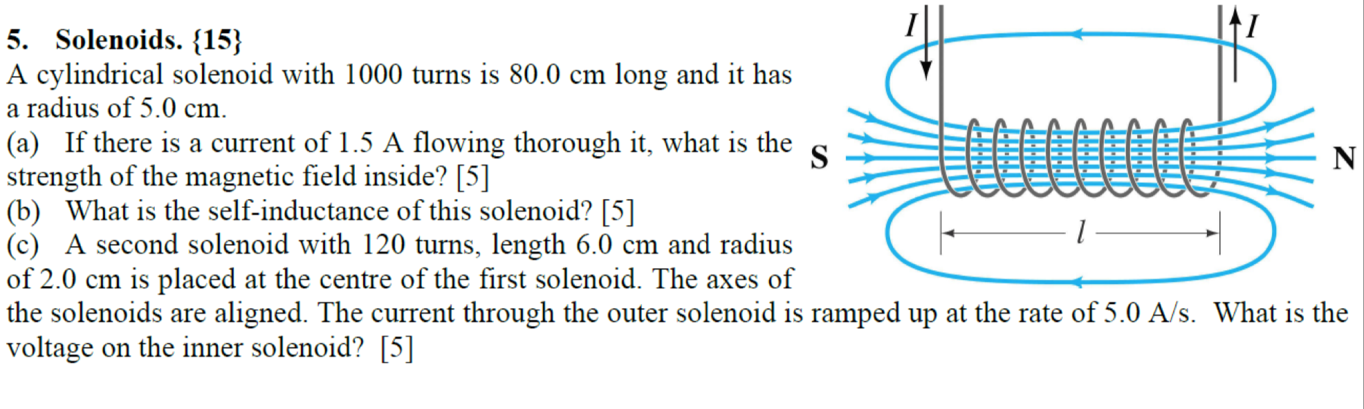 Solved Z 5. Solenoids. {15} A cylindrical solenoid with 1000