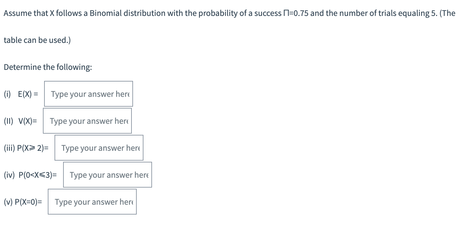 Solved Table 2- Binomial Distribution This table shows the | Chegg.com