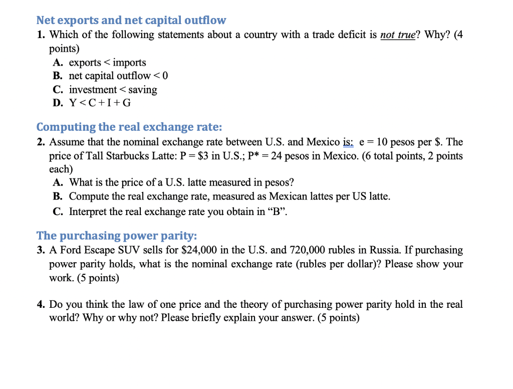 Solved Net exports and net capital outflow 1. Which of the | Chegg.com