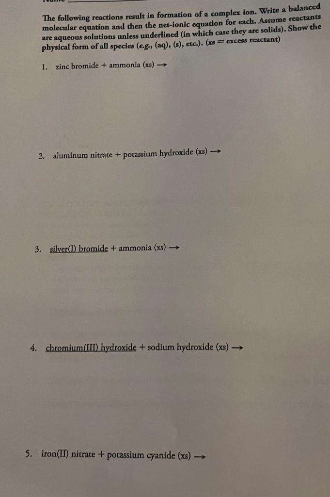 Solved The following reactions result in formation of a