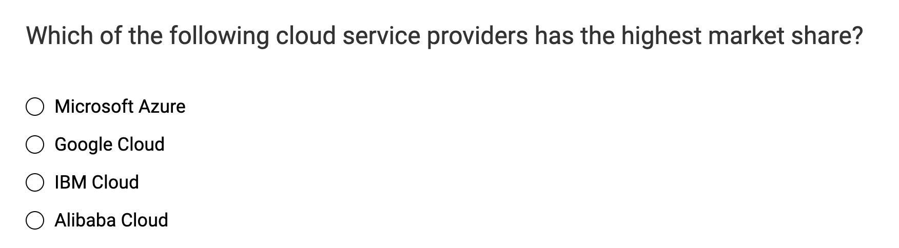 Solved Which of the following cloud service providers has | Chegg.com