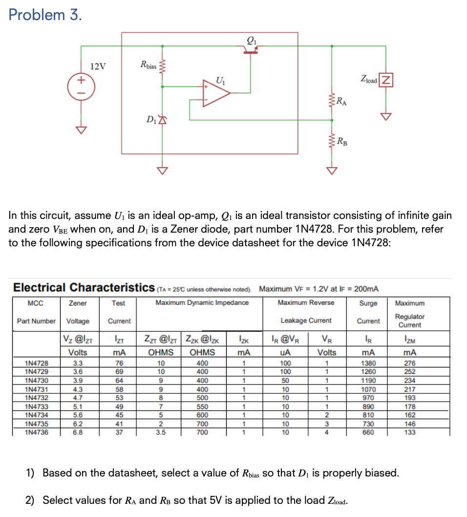 Solved Problem 3. In This Circuit, Assume U1 Is An Ideal | Chegg.com