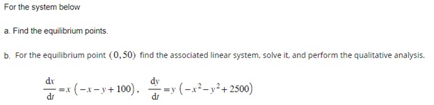 Solved For The System Belowa. ﻿Find The Equilibrium | Chegg.com