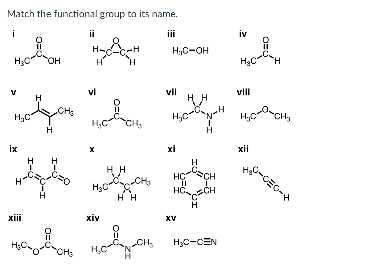 Solved Match the functional group to its name. | Chegg.com