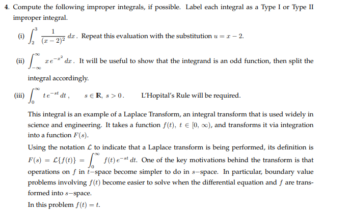 Solved Compute the following improper integrals, if | Chegg.com