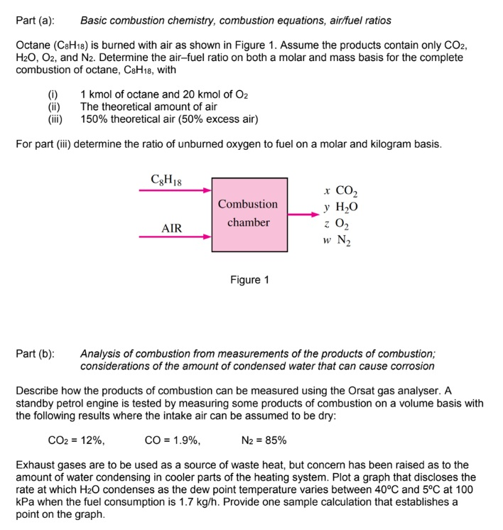 Part (a Basic combustion chemistry, combustion