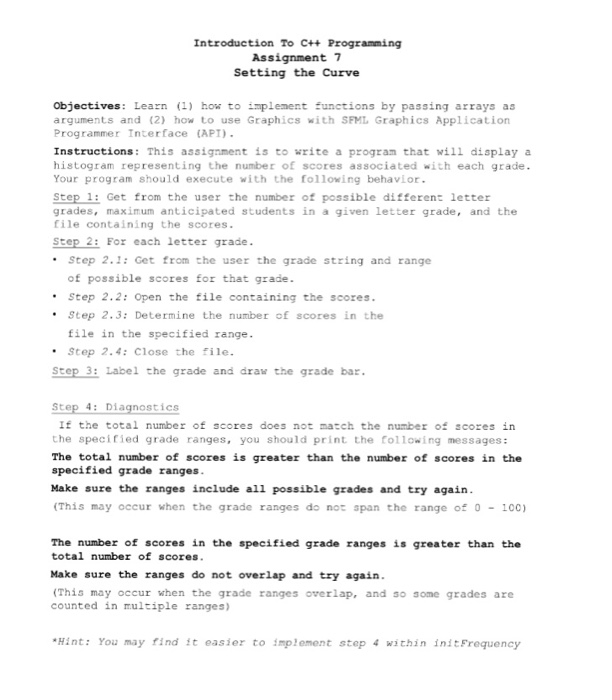 Introduction To C++ Programming Assignment 7 Setting | Chegg.com