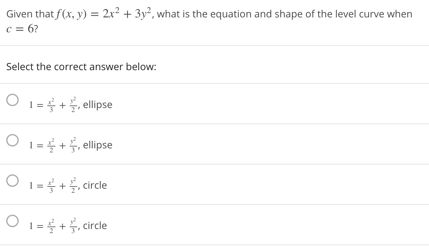 Solved Given That F X Y 2x2 3y2 What Is The Equation And