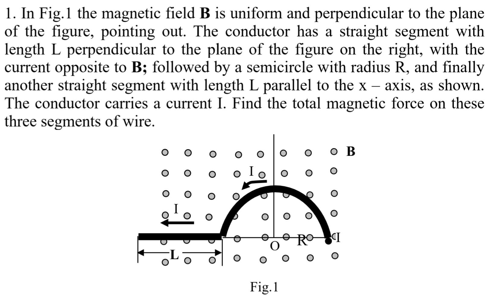 Solved 1. In Fig.1 the magnetic field B is uniform and | Chegg.com