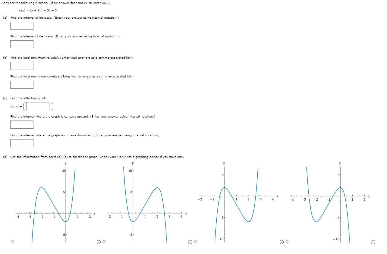 Solved Consider the following function. (If an answer does | Chegg.com