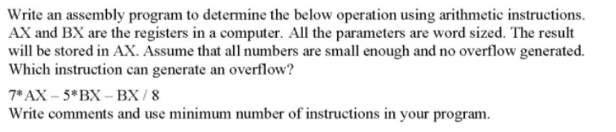 Solved Write an assembly program to determine the below | Chegg.com