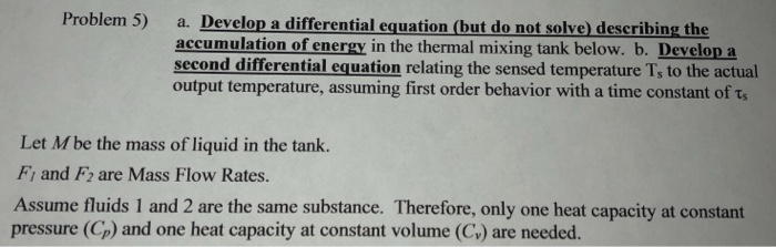 Solved Problem 5) a. Develop a differential equation (but do | Chegg.com