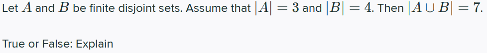 Solved Let A And B Be Finite Disjoint Sets. Assume That|A| = | Chegg.com