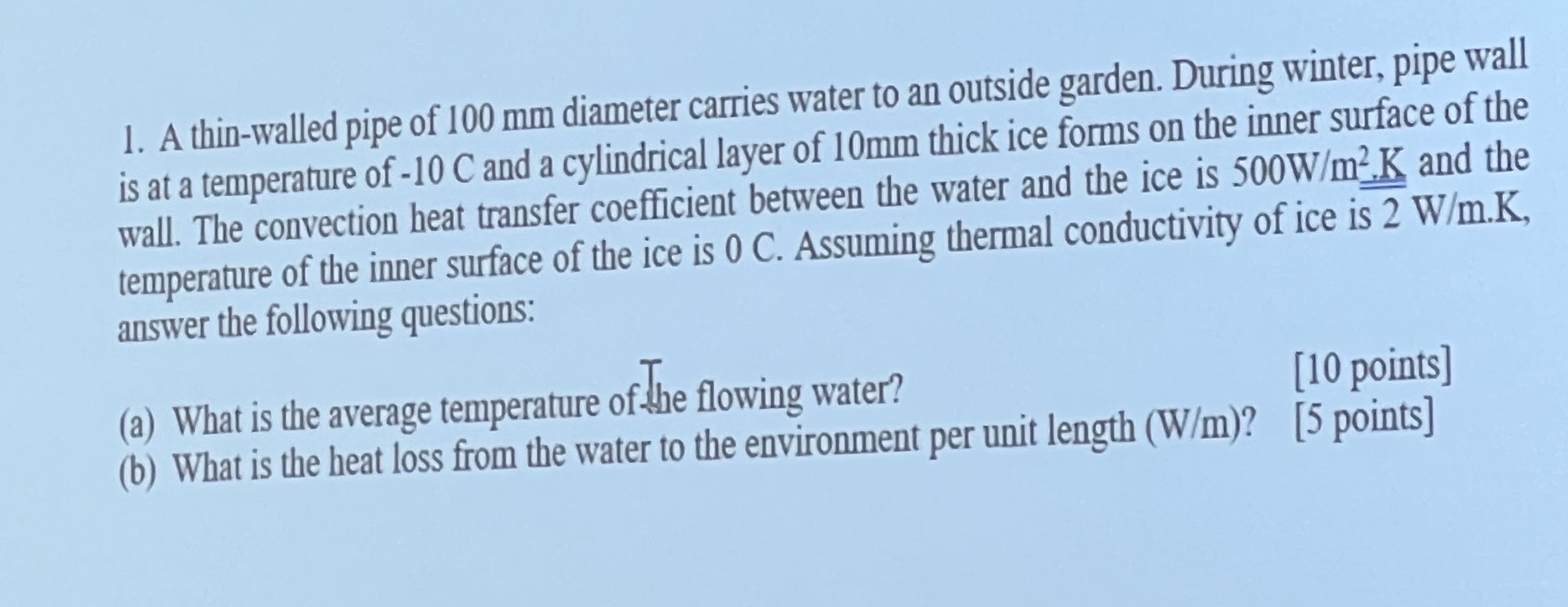 Solved 1. A thin-walled pipe of 100 mm diameter carries | Chegg.com