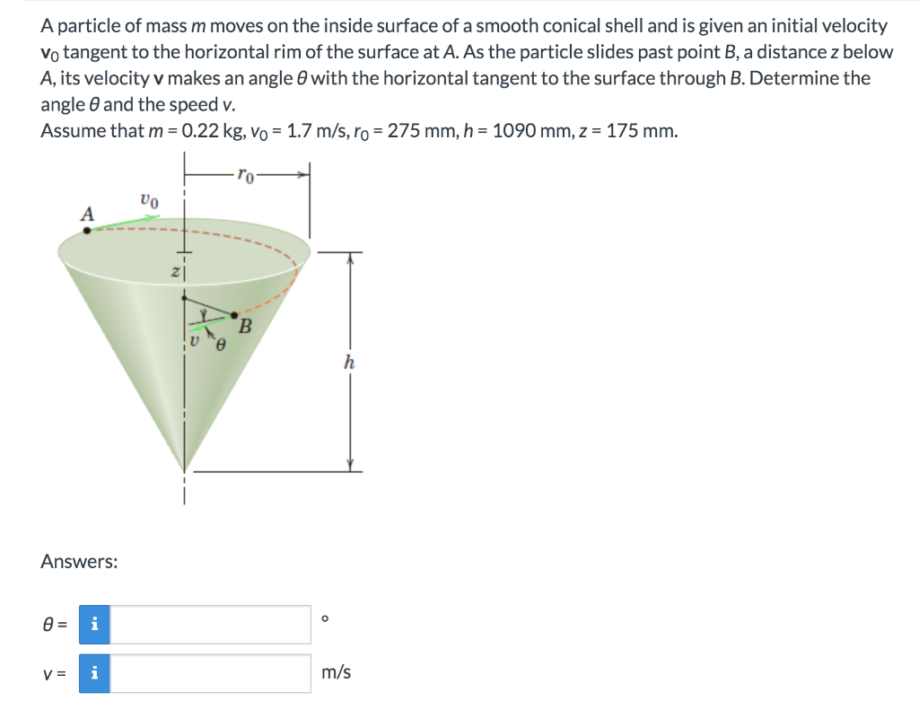 Solved A particle of mass m moves on the inside surface of a | Chegg.com