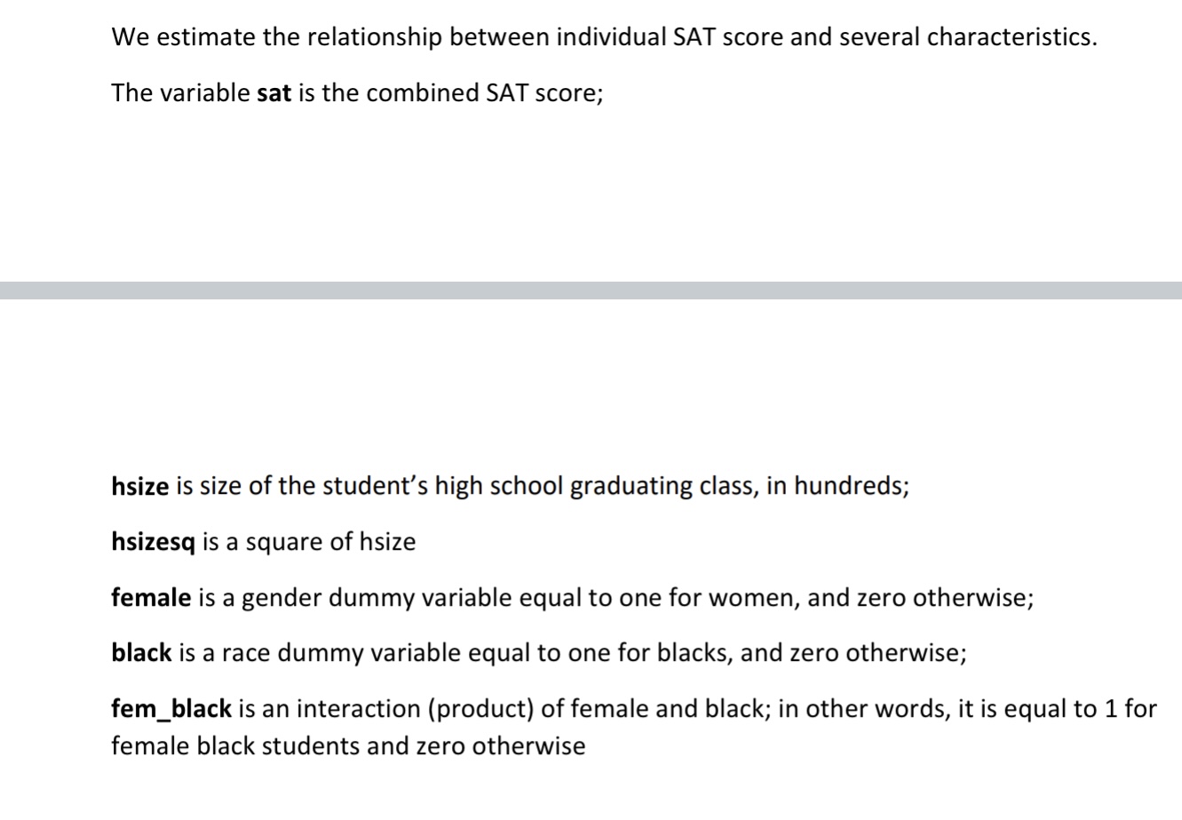 We estimate the relationship between individual SAT | Chegg.com