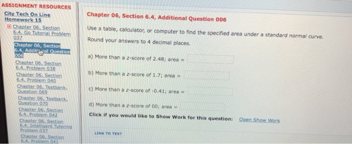 Solved ASSIGNMENT RESOURCES Chapter 06, Section 6.4, Go | Chegg.com