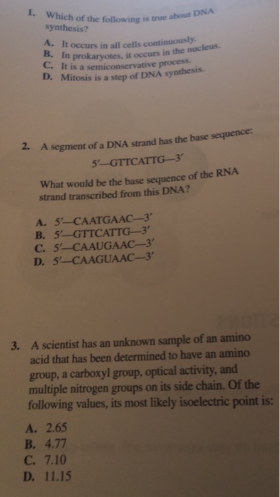 Solved 1. Which of the following is true about synthesis? | Chegg.com