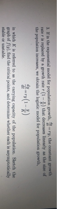 Solved 3. If in the exponential model for population grwth, | Chegg.com
