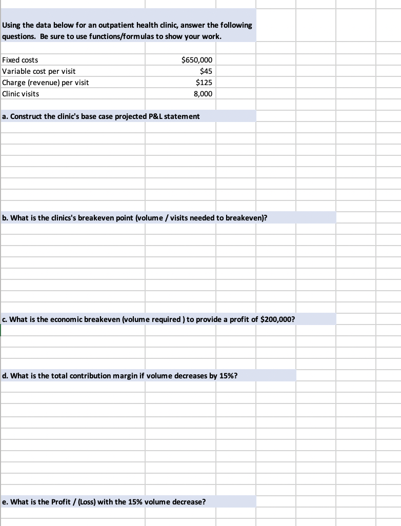 Solved Using the data below for an outpatient health clinic, | Chegg.com