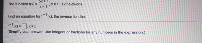 Solved The function fo)1, is one-to-one Find an equation | Chegg.com