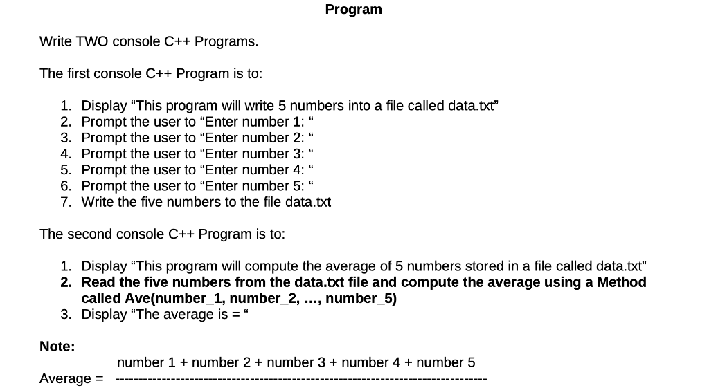 Solved Program Write TWO console C++ Programs. The first | Chegg.com