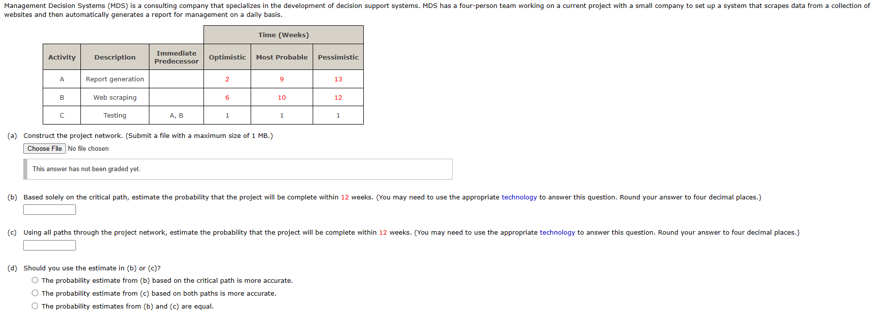 Solved (d) Should You Use The Estimate In (b) Or (c)? The | Chegg.com