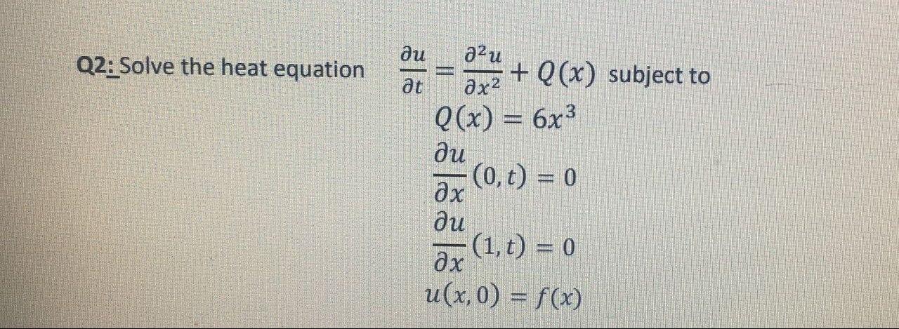 Solved Q2 Solve The Heat Equation билно ди 22u Qx 1882