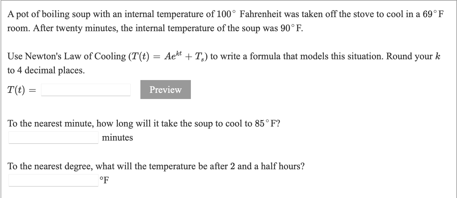 Solved A pot of boiling soup with an internal temperature of