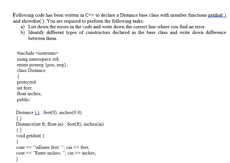 Solved Following code has been written in C++ to declare a | Chegg.com