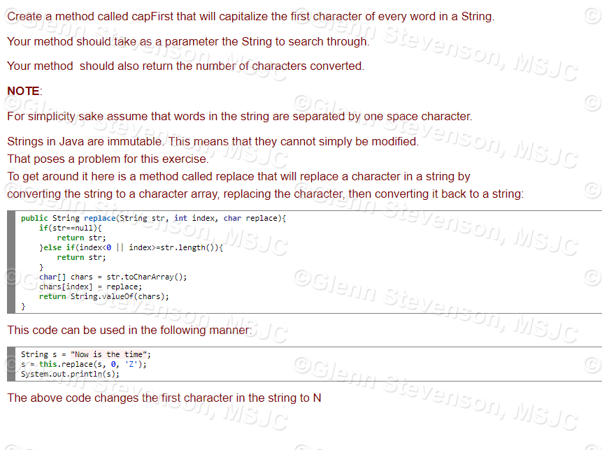 Solved Create a method called capFirst that will capitalize | Chegg.com