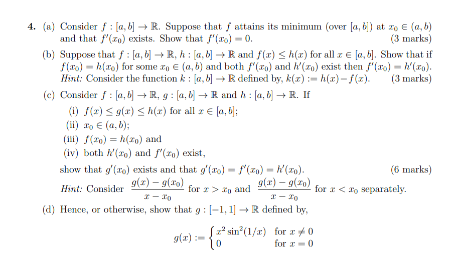 Solved 4. (a) Consider F : [a, B] → R. Suppose That F | Chegg.com