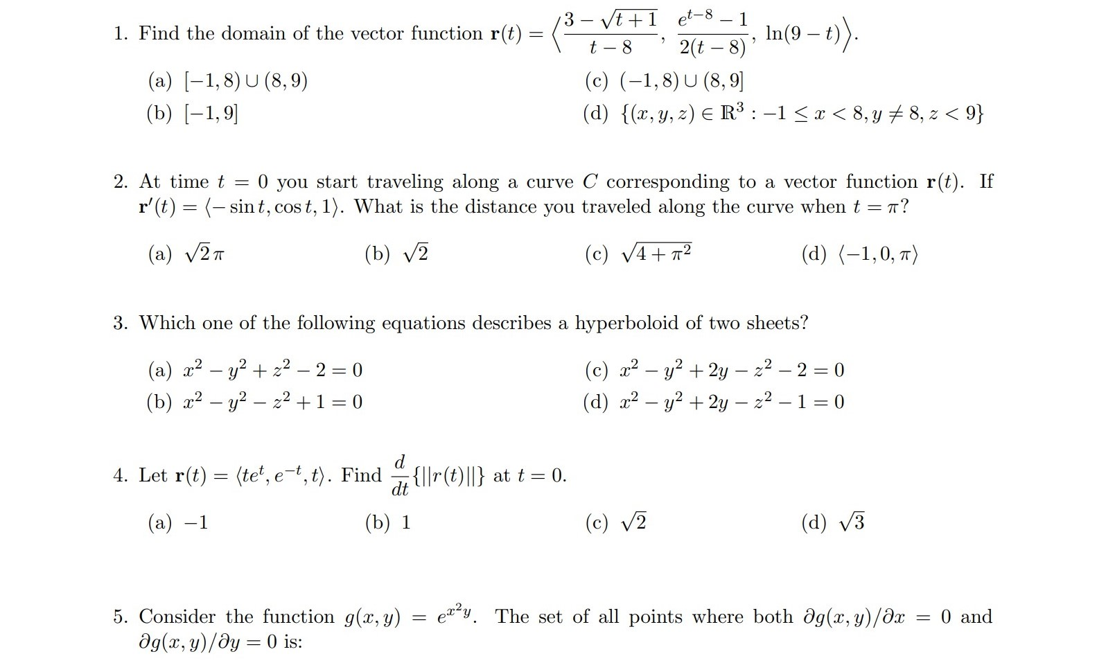 Solved 1 Find The Domain Of The Vector Function R T Chegg Com