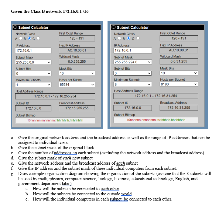 Solved Given the Class B network 172.16.0.1 /16