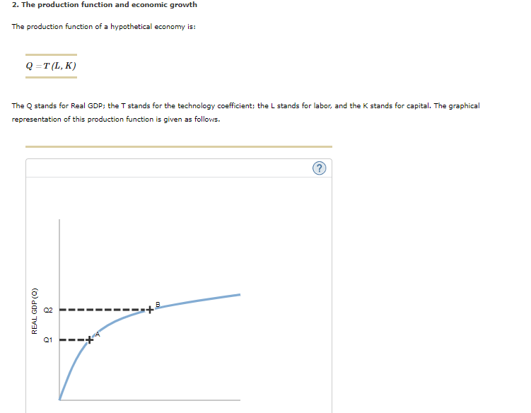 solved 2 the production function and economic growth the gdp stands for