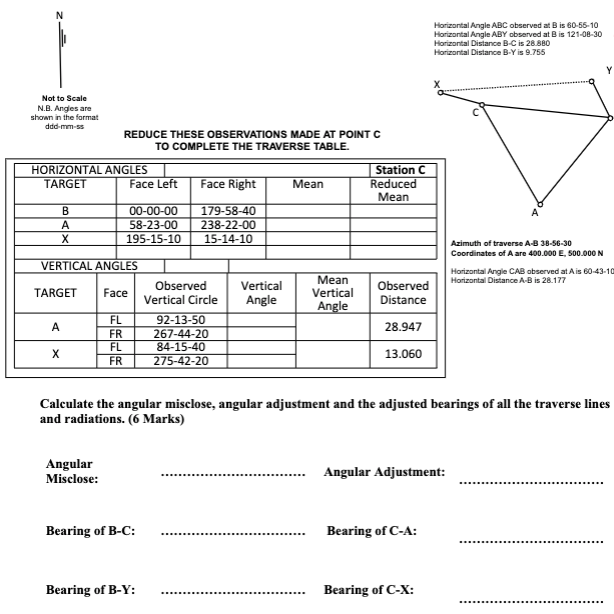 Solved N Horizontal Angle ABC observed at Bis 60-56-10 | Chegg.com