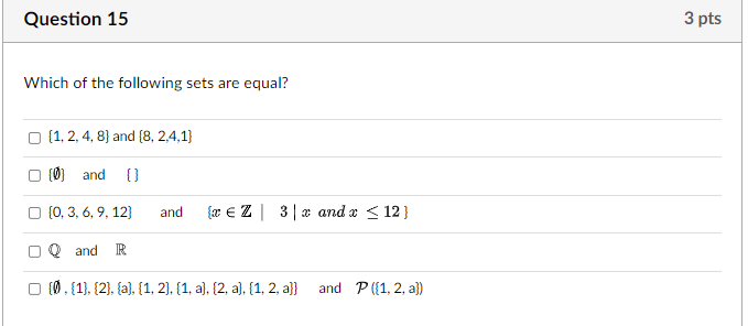 Solved Question 15 3 pts Which of the following sets are | Chegg.com