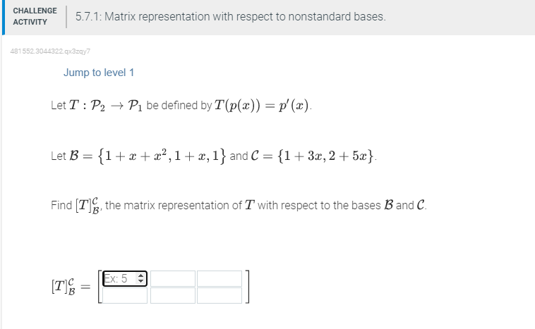 Solved 5.7.1: Matrix representation with respect to | Chegg.com