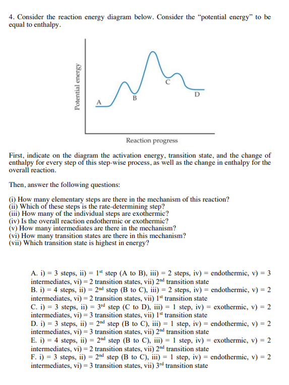 Solved 4. Consider the reaction energy diagram below. | Chegg.com