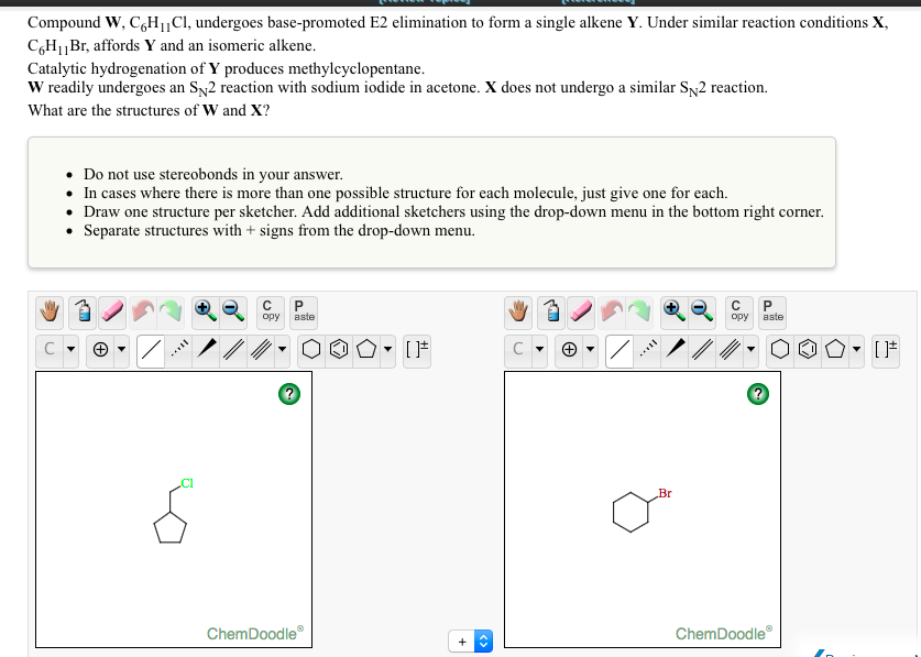Solved Compound W, CH, Cl, undergoes base-promoted E2 | Chegg.com